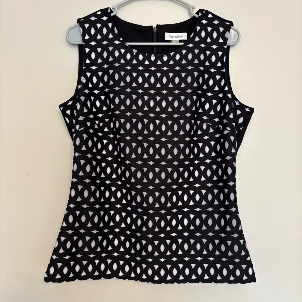 Calvin Klein Black and White Patterned Blouse